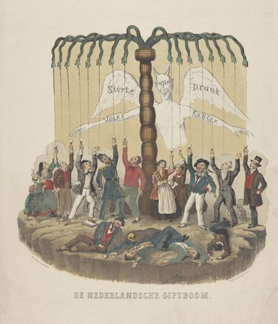 Ostrzeżenie przed upijaniem się, 1867-1868 Holenderskie drzewo prezentowe (tytuł na obiekcie) autorstwa Anonymous