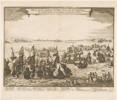 Bitwa morska między flotami szwedzkimi i duńskimi w pasie, 1644 Praelium navale inter Suecos et Danos / Ao. 1644 / Patrz Schlacht Zwieschen den Schwedischen und Dehnischen Schieffflota (tytuł na obiekcie) autorstwa Anonymous