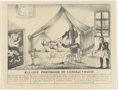 Ziekbed van generaal Chassé, 1830 Tymczasowa choroba generała Chassé (tytuł na przedmiocie) autorstwa Anonymous