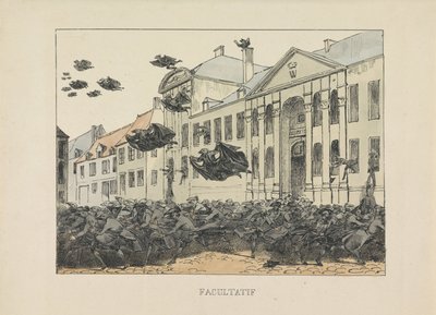 Czarne kruki uciekają z Collegium Philosophicum, 1829 Opcjonalne (tytuł na obiekcie) autorstwa Anonymous