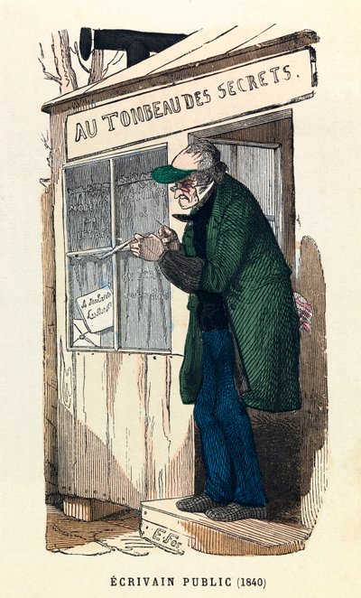 Pisarz publiczny w 1840 roku w Paryżu, rycina, kolekcja prywatna - Pisarz publiczny w Paryżu autorstwa Anonymous Anonymous