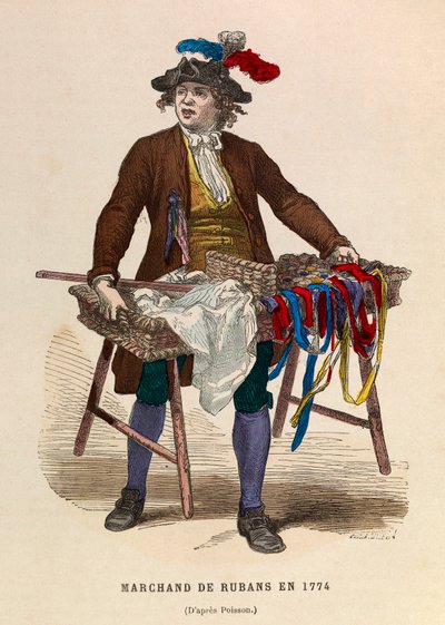 Handlarz wstążkami w 1774 r./Sprzedawca wstążek w 1774 r. - kolekcja prywatna autorstwa Anonymous Anonymous