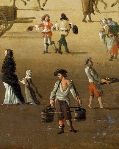 Woźnica podnosząca dwa wiadra na Pont Neuf w Paryżu w XVII wieku Szczegół. Anonimowe malowanie. Paryż, Muzeum Carnavalet autorstwa Anonymous Anonymous