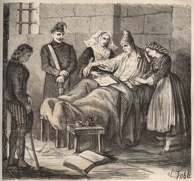 Ślub w bagne Rochefort w XIX wieku. Grawer „Historia skazanych od ich powstania do dnia dzisiejszego” (1877) autorstwa Pierre