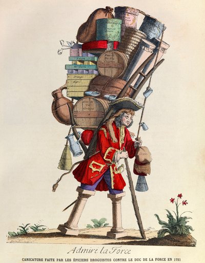 Podziwiaj La Force Karykatura wykonana przez paryskich aptekarzy przeciwko księciu La Force w 1721 r. (regne króla Ludwika XV) - kolekcja prywatna autorstwa Anonymous Anonymous