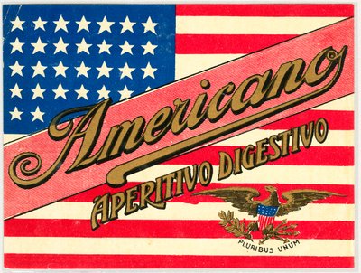 Reklama włoskiego drinka Americano z amerykańską flagą autorstwa Anonymous Anonymous