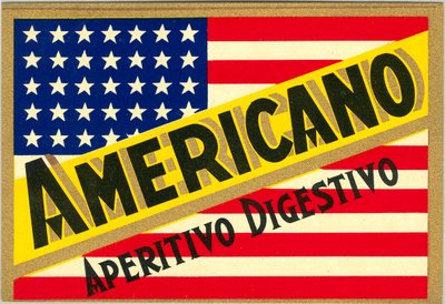 Reklama włoskiego drinka Americano z amerykańską flagą autorstwa Anonymous Anonymous