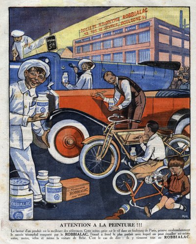 Ilustracja reklamowa do obrazów Robbialac nadaje się do wszystkich zastosowań (samochód, samochód, motocykl, rower). Ilustracja z „”Le petit journal”” 22.02.1925 Kolekcja privee autorstwa Anonymous Anonymous