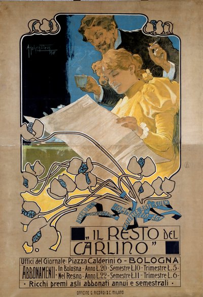 Plakat reklamowy "Reszta Carlino" autorstwa Anonymous Anonymous