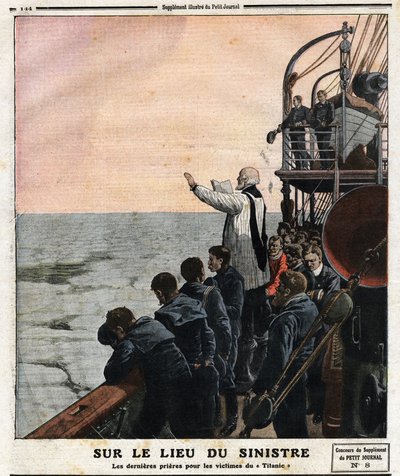 Na miejscu katastrofy ostatnie modlitwy za ofiary Titanica. Podczas swojej inauguracyjnej podróży z Southampton do Nowego Jorku brytyjski transatlantyk „The Titanic” uderzył w górę lodową w nocy 14 kwietnia autorstwa Anonymous Anonymous
