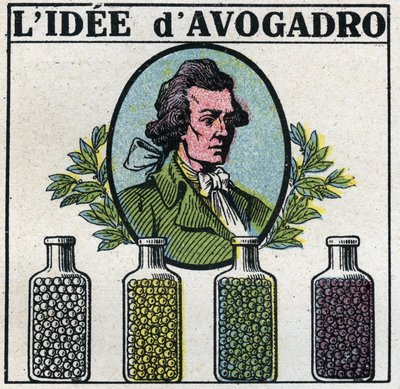 Atomy: idea Amedeo Avogadro (1776-1856). Anonimowa ilustracja z 1925 r. Ze zbiorów prywatnych. autorstwa Anonymous Anonymous