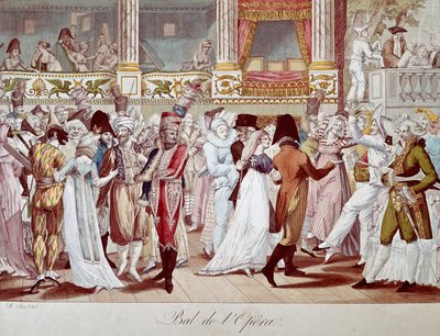 Maska balowa w Operze Paryskiej. Litografia Bosia. XIX-wieczny Paryż, Musee Carnavalet autorstwa Anonymous Anonymous