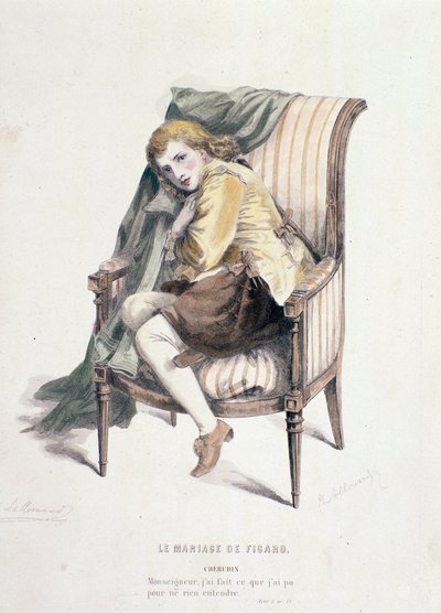Cherubin w Weselu Figara, operze Mozarta (1837) autorstwa Anonymous Anonymous