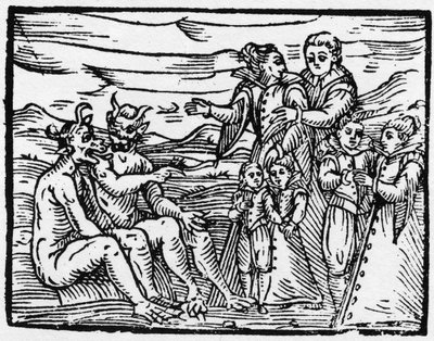 Dziecko po raz pierwszy przyjęte do szabatu – „Kompendium Maleficarum” – zajmuje się czarownicami, ich złem i szykanami autorstwa Francesco Marii Guazzo lub Guaccio lub Guaccius (15??-16??) 1608 Kolekcja prywatna autorstwa Anonymous Anonymous