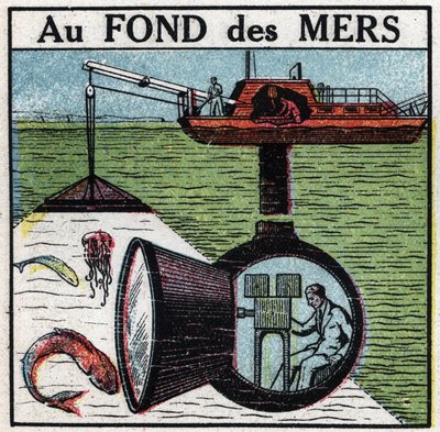 Operator: kręci film na dnie mórz. Anonimowa ilustracja z 1925 r. Ze zbiorów prywatnych. autorstwa Anonymous Anonymous