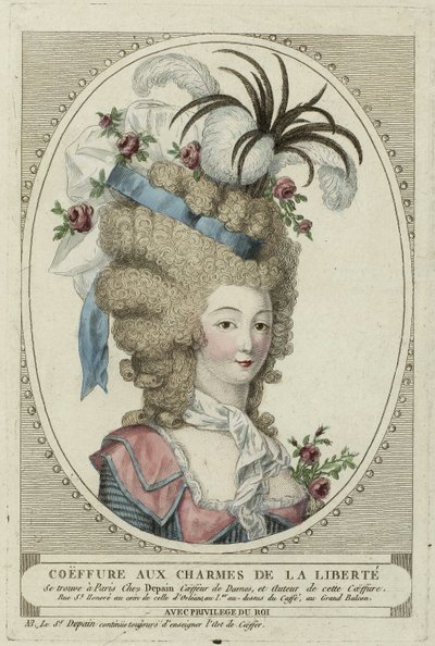 Fryzura Aux Charmes De La Liberte, Anonimowy. Miedzioryt, akwarela, ok. 1900 r. 1790, kolekcja prywatna autorstwa Anonymous Anonymous