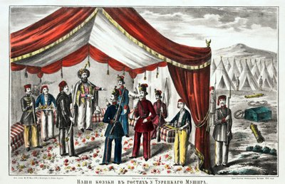 Kozacy odwiedzający turecki Mushir po bitwie pod Kurekdere - Anonim - 1855 - Litografia, akwarela - 55,7x68 - Kolekcja prywatna autorstwa Anonymous Anonymous