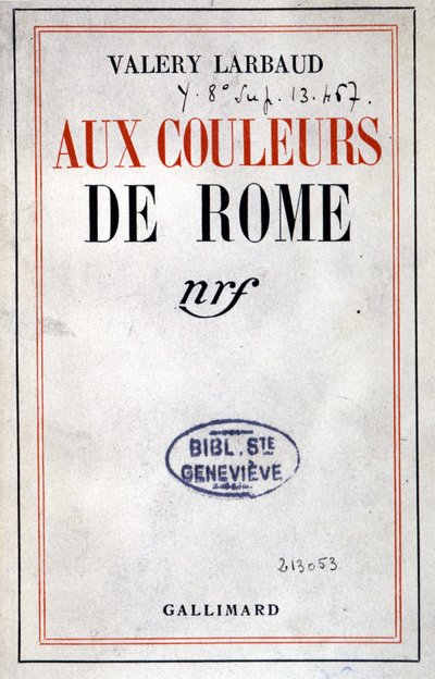 Okładka „W kolorach Rzymu” Valéry Larbaud, Paryż, Gallimard autorstwa Anonymous Anonymous