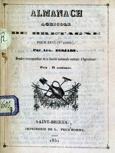 Okładka Almanachu Agricole de Bretagne autorstwa Anonymous Anonymous