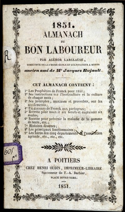 Okładka Almanach du Bon Ploureur, Agenor Larclause, Poitiers autorstwa Anonymous Anonymous