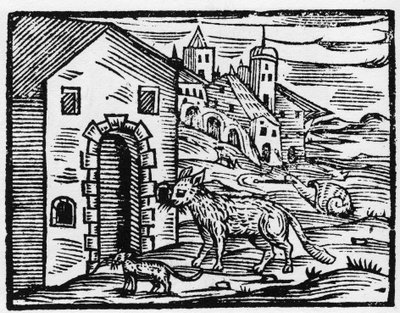Diabeł i wiedźma zamienia się w wilka i kota - „Compendium Maleficarum””, opowiada o wiedźmach, ich złu i ich losach autorstwa Francesco Marii Guazzo lub Guaccio lub Guacciusa (15??-16??) 1608 Kolekcja prywatna autorstwa Anonymous Anonymous