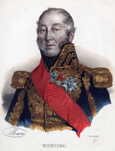 Edouard Adolphe Mortier (1768-1835), Marszałek Francji - Anonim - 1835 - Litografia, akwarela - 32x24 - Kolekcja prywatna autorstwa Anonymous Anonymous