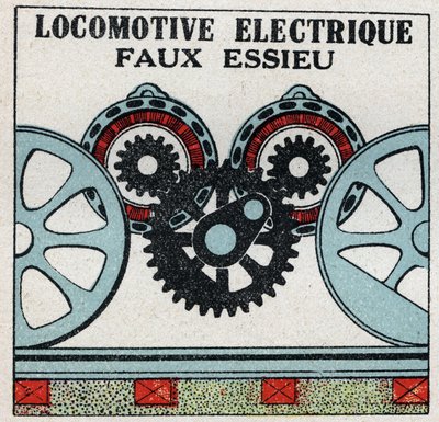 Koleje elektryczne: fałszywa oś lokomotywy elektrycznej. Anonimowa ilustracja z 1925 r. Ze zbiorów prywatnych. autorstwa Anonymous Anonymous