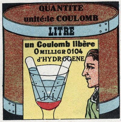 Jednostki elektryczne: Kulomb do pomiaru ilości elektryczności. Anonimowa ilustracja z 1925 r. Ze zbiorów prywatnych. autorstwa Anonymous Anonymous