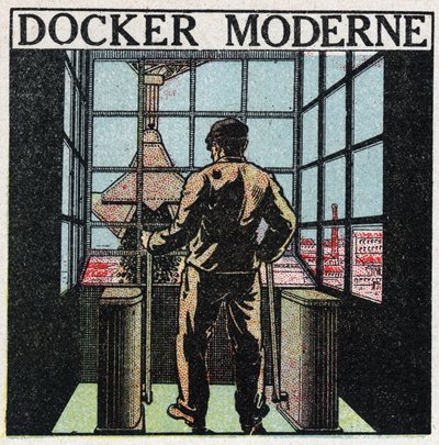 Elektronarzędzia: nowoczesny dok (lata 20-te). Anonimowa ilustracja z 1925 r. Ze zbiorów prywatnych. autorstwa Anonymous Anonymous