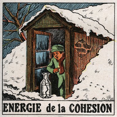 Energia spójności: zimna woda rozbija wazon. Anonimowa ilustracja z 1925 r. Ze zbiorów prywatnych. autorstwa Anonymous Anonymous