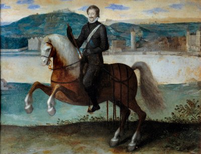 Portret konny Henryka IV (1553-1610) przed Paryżem (1594). Anonimowe malowanie. h s/miedź. Wymiary: 0,25 x 0,31m. Paryż, Muzeum Carnavalet autorstwa Anonymous Anonymous