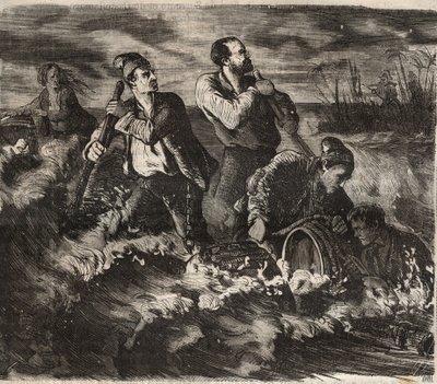 Ucieczka z więzienia Belle-Ile-en-Mer (piękna wyspa na morzu) w XIX wieku. Grawer „Historia więzień od ich powstania do dnia dzisiejszego” (1877) Pierre Zaccone (1817-1895) (Colonia Penale - kolonia karna) autorstwa Anonymous Anonymous