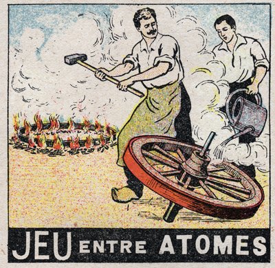 Eter (materiał): gra między atomami. Charrons robi koło. Anonimowa ilustracja z 1925 r. Ze zbiorów prywatnych. autorstwa Anonymous Anonymous