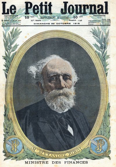 I wojna światowa 1914-1918 (wojna 14-18). Portret francuskiego ministra finansów Alexandre Ribota (1842-1923). W „” Le Petite Journal””, 22.10.1916. Prywatna kolekcja autorstwa Anonymous Anonymous
