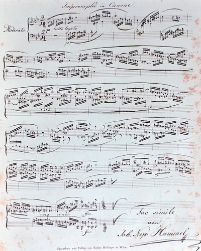 Pierwsza strona metody fortepianowej JN Hummla (XIX w.) autorstwa Anonymous Anonymous