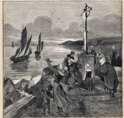 Wędkowanie na Islandii: rybacy opuszczają Bretanię. Grawer w „”Le Petit Parisien”” w dniu 12.03.1893. autorstwa Anonymous Anonymous