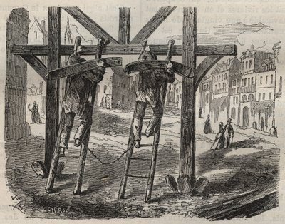 Stolarze Forcats w Toulon Bagne w XIX wieku. Grawer „Historia skazanych od ich powstania do dnia dzisiejszego” (1877) autorstwa Pierre