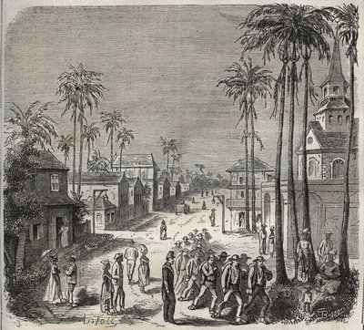 Forcats szedł do pracy w więzieniu Saint-Laurent (Saint-Laurent) w Cayenne (Gujana Francuska) w XIX wieku. Grawer „Historia więzień od ich powstania do dnia dzisiejszego” (1877) autorstwa Pierre