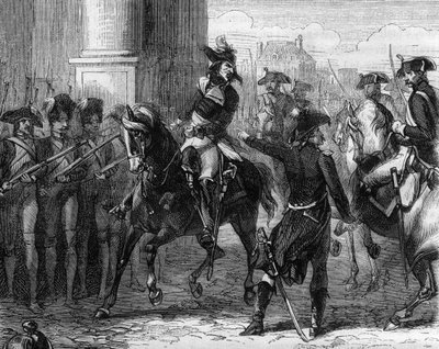 Francois Hanriot (1761-1794), francuski rewolucjonista u drzwi konwencji (9 termidor 1794) - Grawer w „Histoire des Girondins” Alphonse de Lamartine (1790-1869) 1865-1866 - Prywatna kolekcja autorstwa Anonymous Anonymous