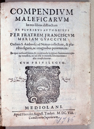 Frontyspis Compendium maleficarum Guazzo o demonologii i czarodziejstwie (grafika) autorstwa Anonymous Anonymous