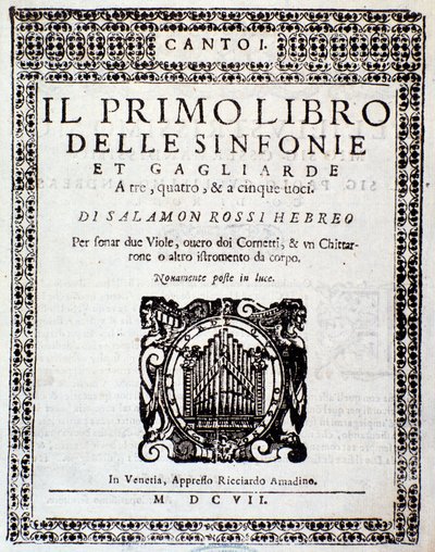 Frontyspis Pierwszej księgi symfonii i wigorów autorstwa Salomone Rossi autorstwa Anonymous Anonymous