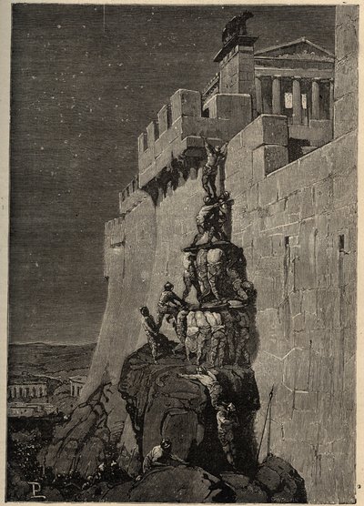 Galowie próbujący przejąć Kapitol (390 pne) - Gęsi ratują rzymski Kapitol przed galijskimi najeźdźcami - - grawerowanie 1890 autorstwa Anonymous Anonymous