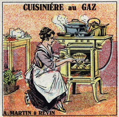 Ogrzewanie domu: kuchenka gazowa Arthur Martin. Anonimowa ilustracja z 1925 r. Ze zbiorów prywatnych. autorstwa Anonymous Anonymous