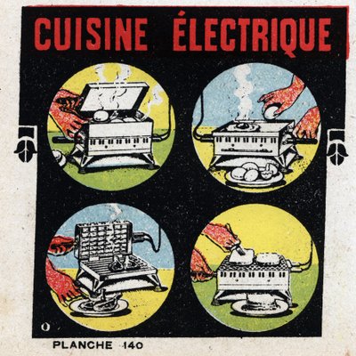 Elektryczność w gospodarstwie domowym: kuchnia elektryczna z grillem. Anonimowa ilustracja z 1925 r. Ze zbiorów prywatnych. autorstwa Anonymous Anonymous