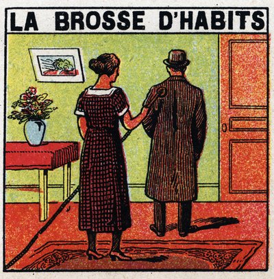 Domowe zastosowania energii elektrycznej: szczotka do ubrań. Anonimowa ilustracja z 1925 r. Ze zbiorów prywatnych. autorstwa Anonymous Anonymous