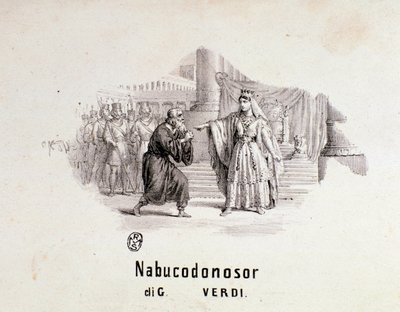 Ilustrowany frontyspis partytury muzycznej opery Nabucco autorstwa Giuseppe Verdi autorstwa Anonymous Anonymous