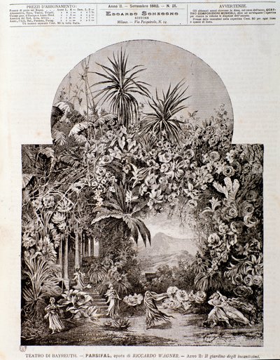 Ilustracja do opery Parsifal Wagnera, reprezentowanej w 1882 roku w teatrze w Bayreuth autorstwa Anonymous Anonymous