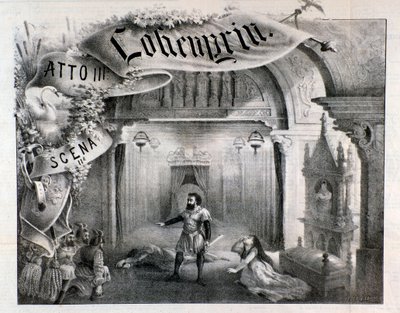 Ilustracja do sceny 2, akt III Lohengrina, opera Wagnera autorstwa Anonymous Anonymous