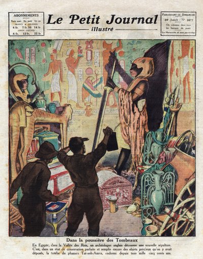 W listopadzie 1922 angielski egiptolog Howard Carter i Lord Carnarvon po raz pierwszy weszli do grobowca faraona Tutanchamona – ilustracja z „Le Petit Journal” 11.02.1923 (rycina) autorstwa Anonymous Anonymous
