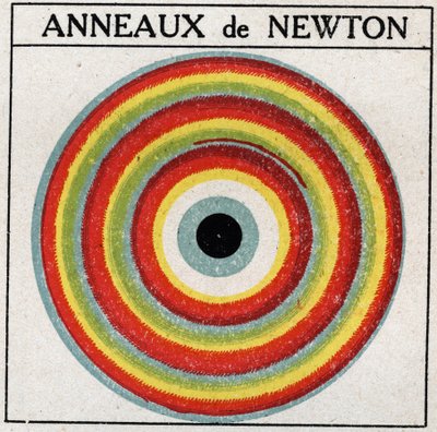 Zakłócenia: pierścienie Isaaca Newtona (1642-1727). Anonimowa ilustracja z 1925 r. Ze zbiorów prywatnych. autorstwa Anonymous Anonymous